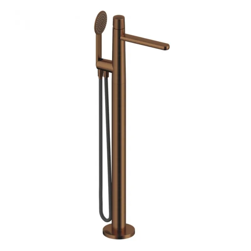 Baterie cada freestanding Sanycces Dedal plisat cu kit de dus, rose gold Mai ieftin