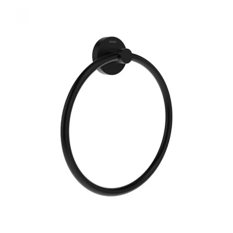 Retur ușor Suport prosop rotund Ravak Kona KN 300, negru mat