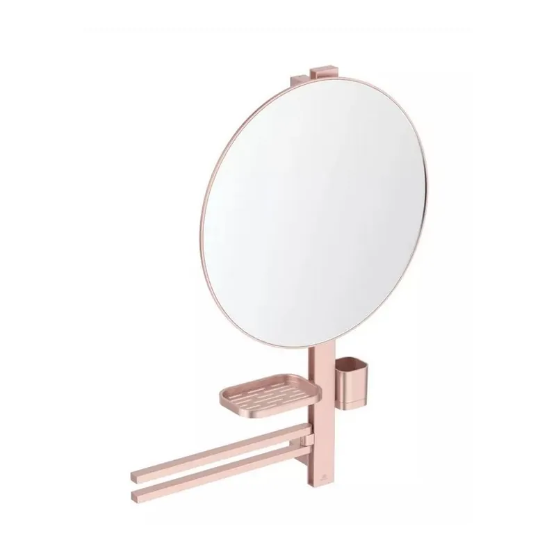 Set accesorii cu oglinda Ideal Standard Alu+ pentru lavoar, roz mat Popular