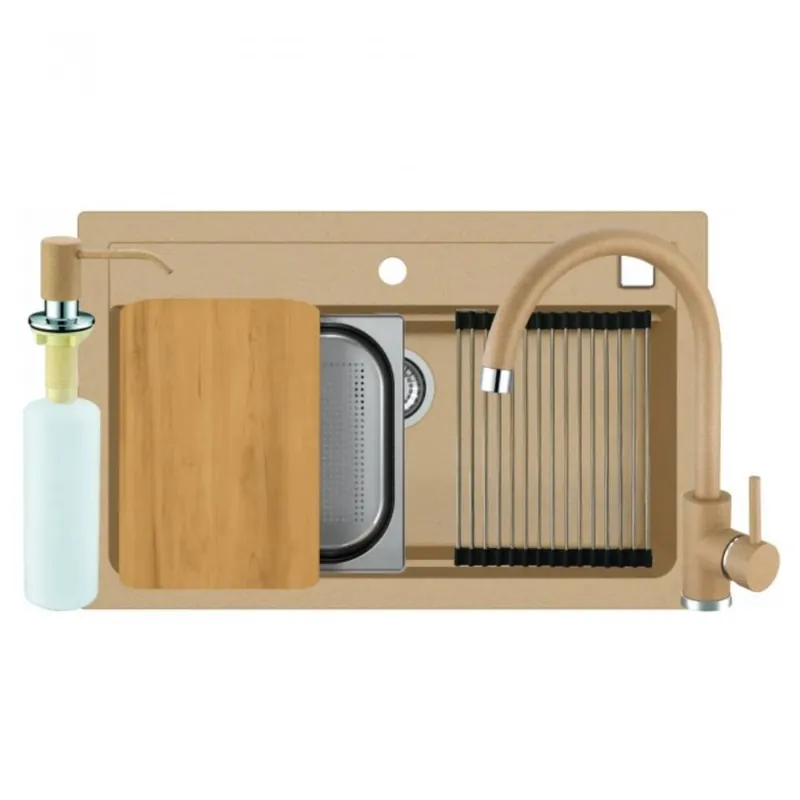 Set chiuveta Alveus Atrox 40 cu baterie Jana G55 bej si accesorii Ieftin