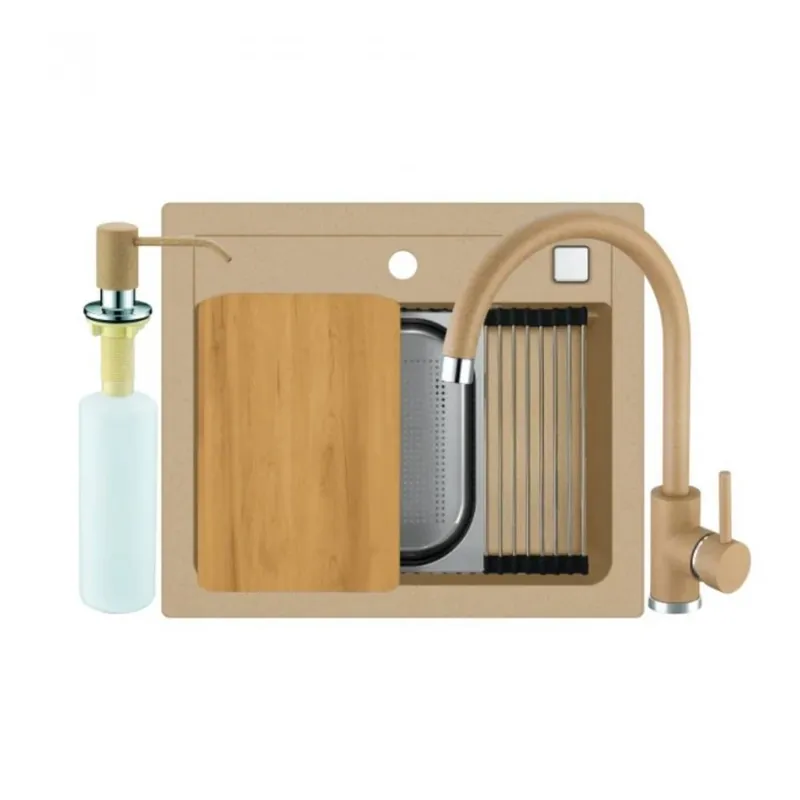 Set chiuveta Alveus Atrox 30 cu baterie Jana G55 bej si accesorii Lichidare de stoc