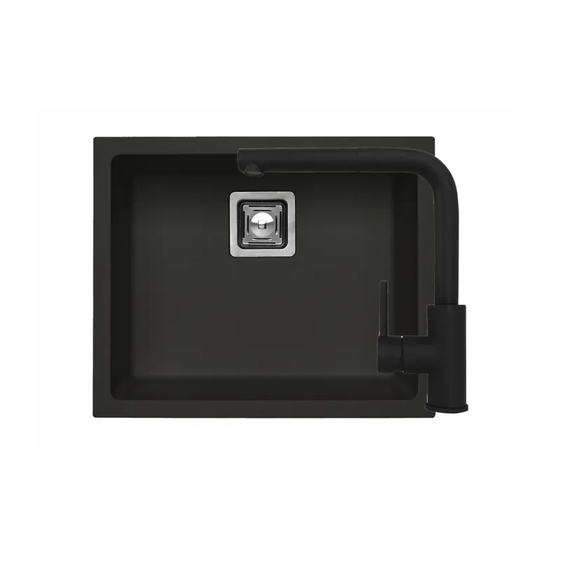 Cumpărături sigure Set chiuveta Alveus Quadrix 50 G90 + baterie Zeos, negru