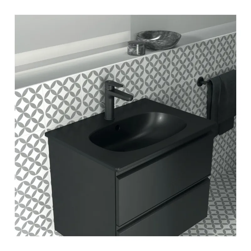 Cumpără acum Set mobilier de baie Tesi cu doua sertare, negru mat 60 cm cu lavoar Tesi, negru mat 60 cm - Ideal Standard
