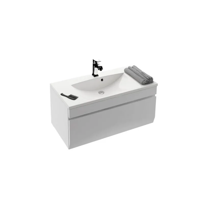 Calitate înaltă Set mobilier suspendat Oristo Horyzont alb si lavoar marmura 90 cm