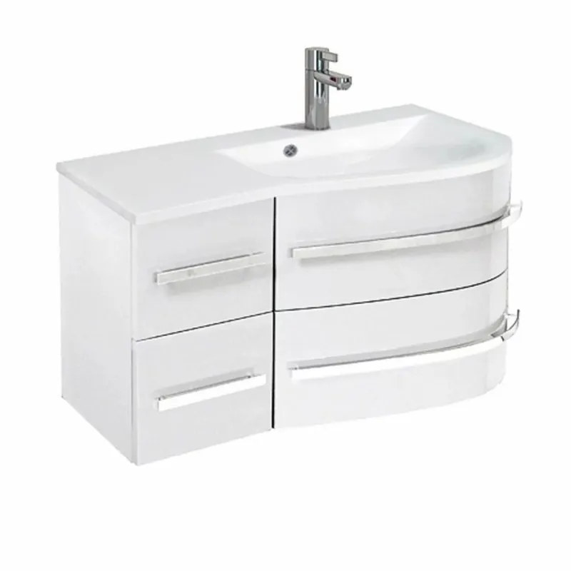 Reduceri Set mobilier suspendat Oristo Opal cu lavoar dreapta 90cm, alb lucios