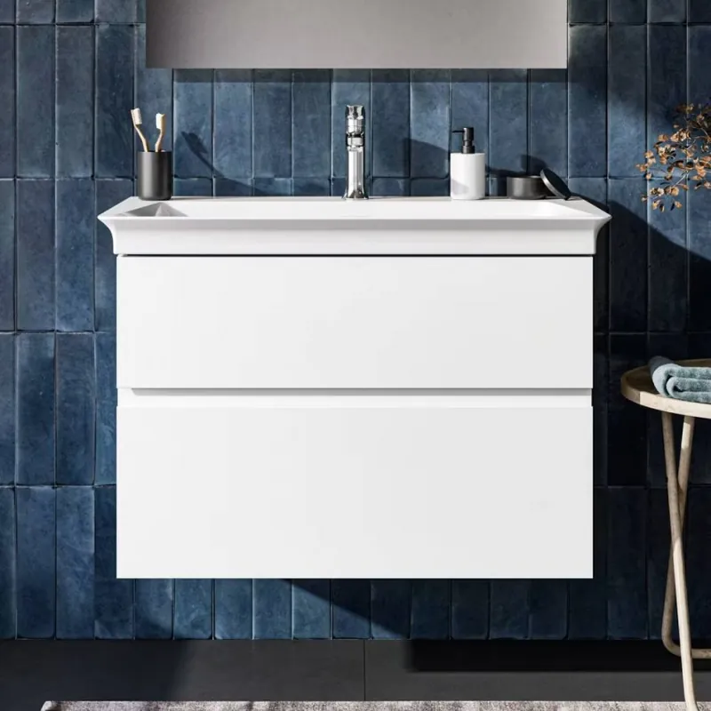 Set mobilier suspendat Ideal Standard Finesse alb mat 80 cm cu lavoar Mai ieftin