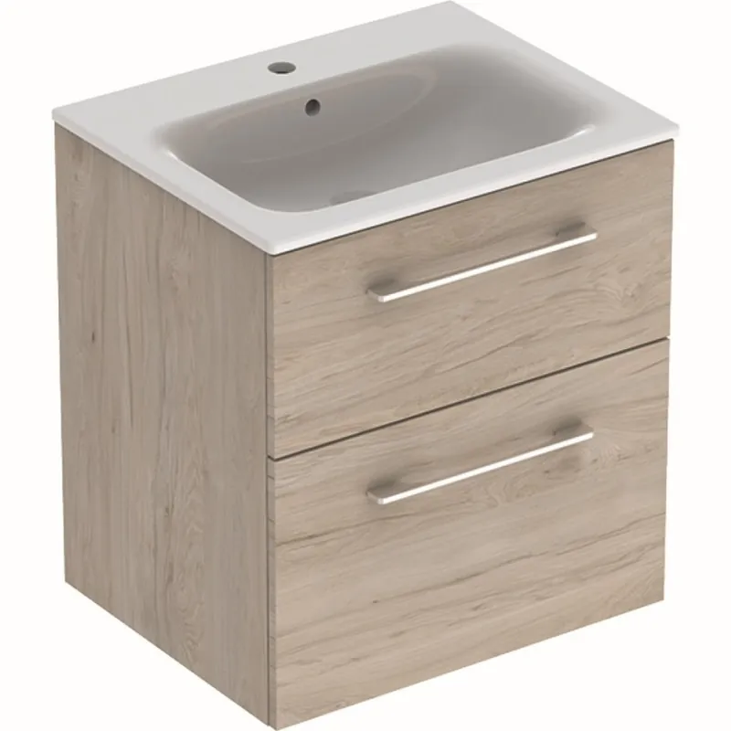 Cel mai bun preț Set Mobilier + Lavoar 60 cm Nuc Deschis Selnova SQ - Geberit