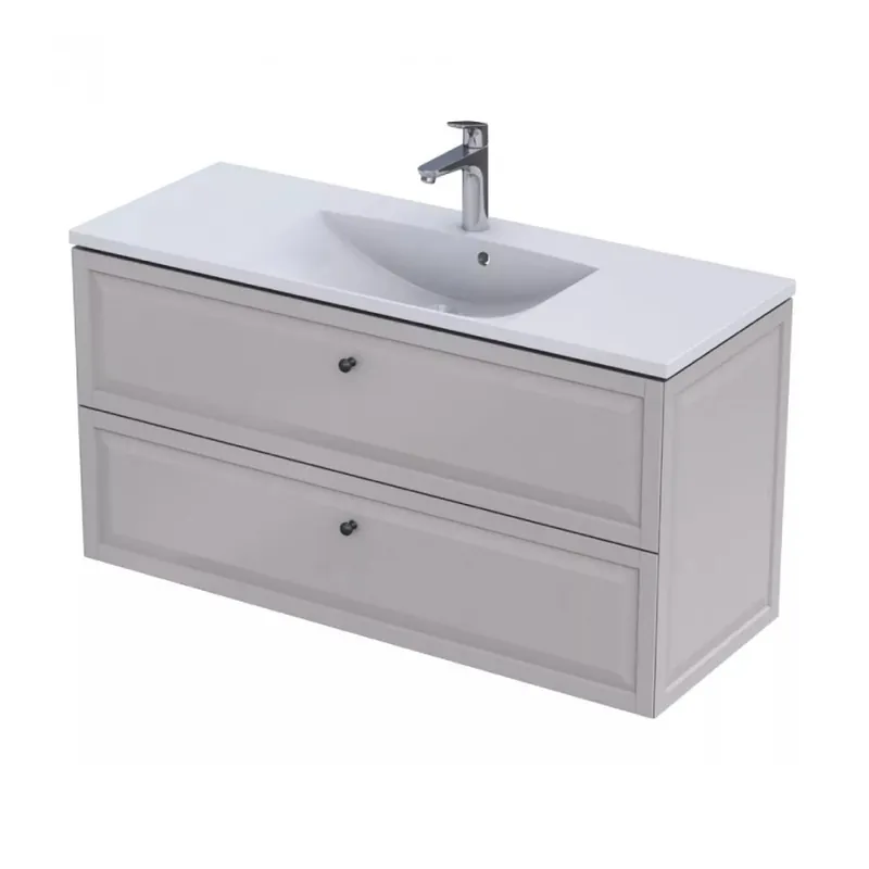 Set mobilier Oristo Montebianco cu 2 sertare, sand mat si lavoar Amelia 120 cm Doar azi