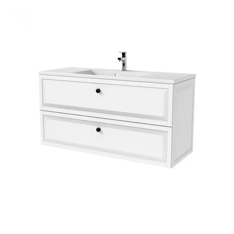 Retur gratuit Set mobilier Oristo Montebianco alb mat si lavoar Amelia, 120 cm