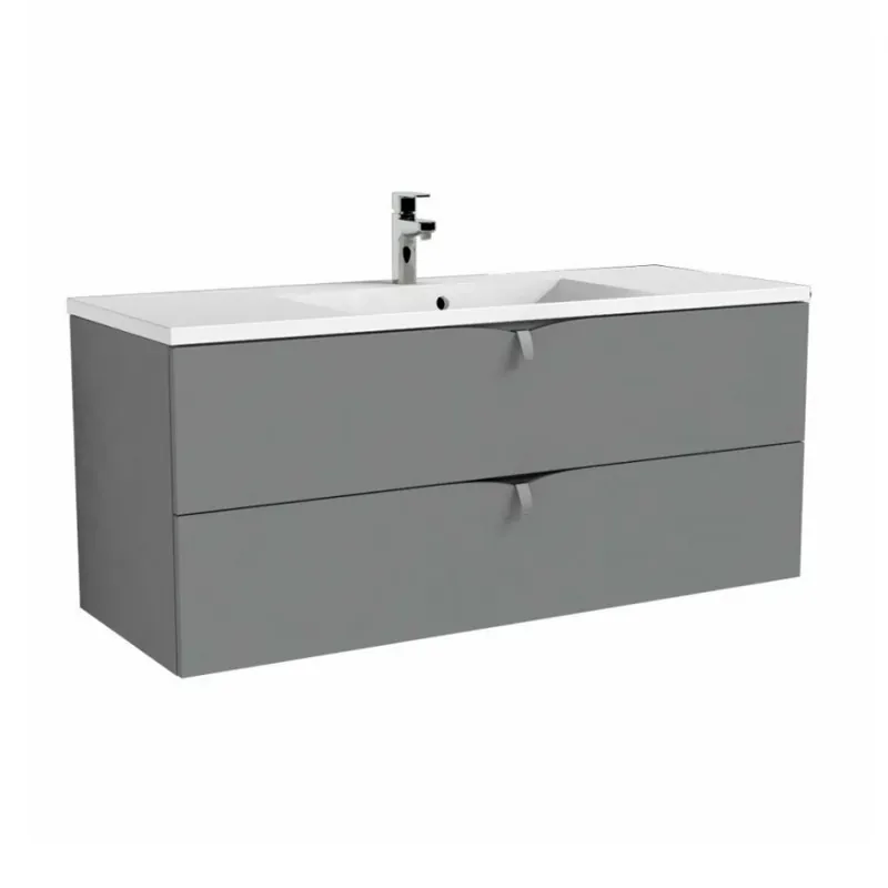 Set mobilier suspendat Oristo Siena gri mat si lavoar Amelia, 120 cm Reduceri