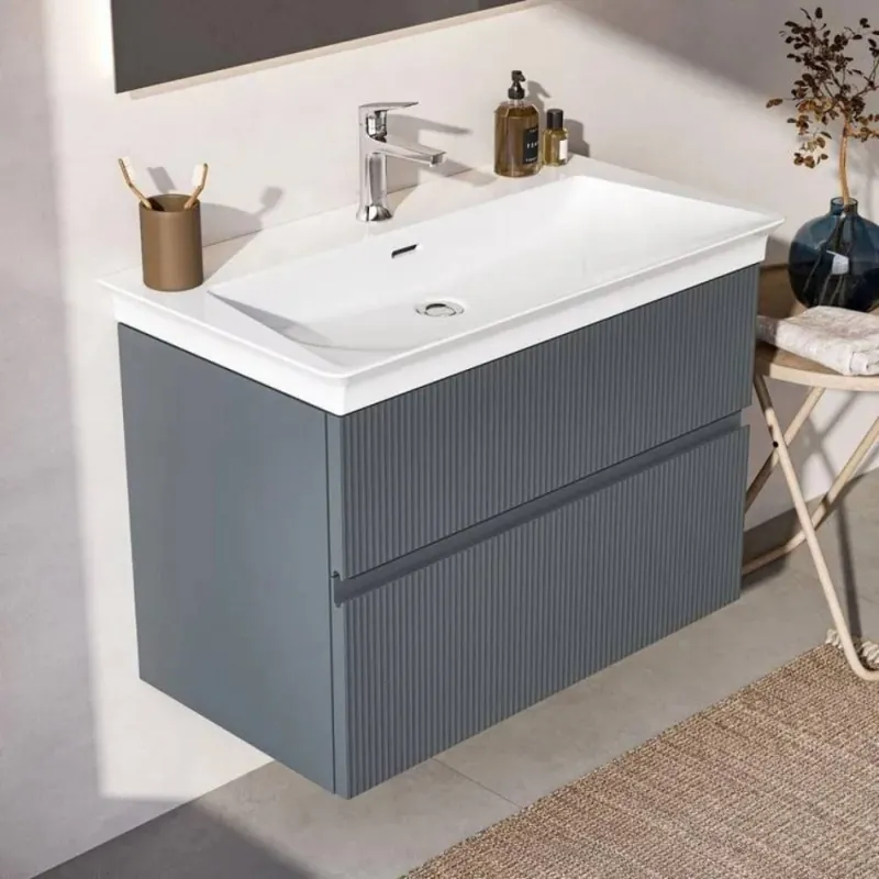 Set mobilier suspendat Ideal Standard Finesse albastru cenusiu 80 cm cu lavoar Calitate înaltă