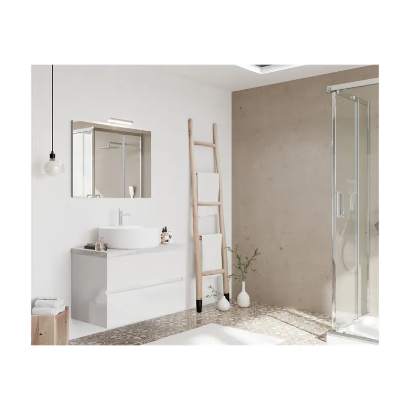 Expediere rapidă Set mobilier baie Savinidue Easy 80 cm cu oglinda si lampa