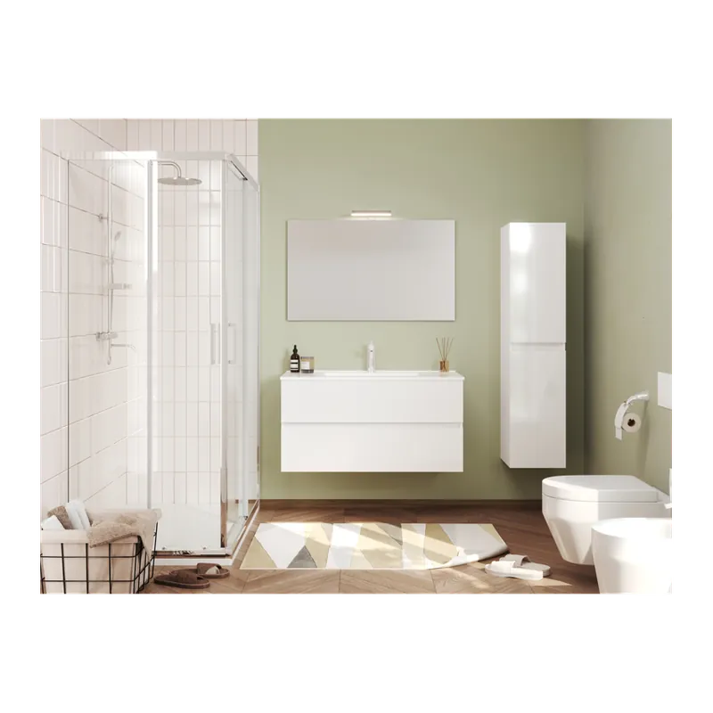 Lichidare de stoc Set baza lavoar Savinidue Easy 100 cm cu lavoar, oglinda si lampa