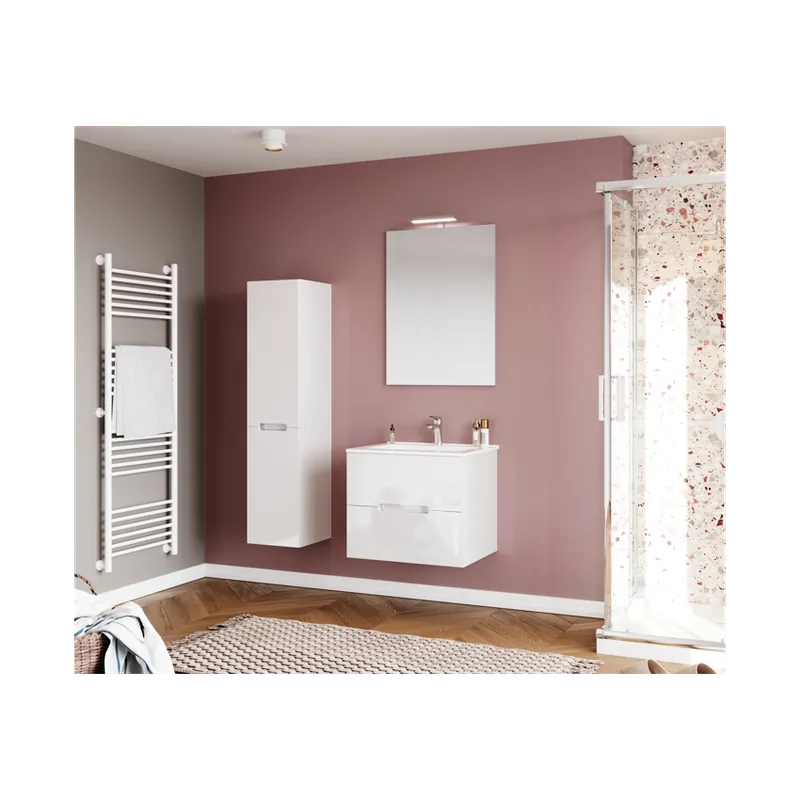 Set baza lavoar Savinidue Iris 60 cm cu lavoar, oglinda si lampa Cumpără online