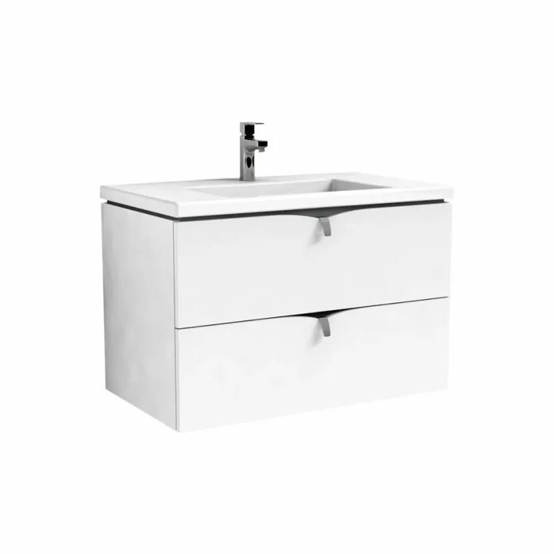 Expediere rapidă Set mobilier suspendat Oristo Siena alb si lavoar Amelia, 80 cm