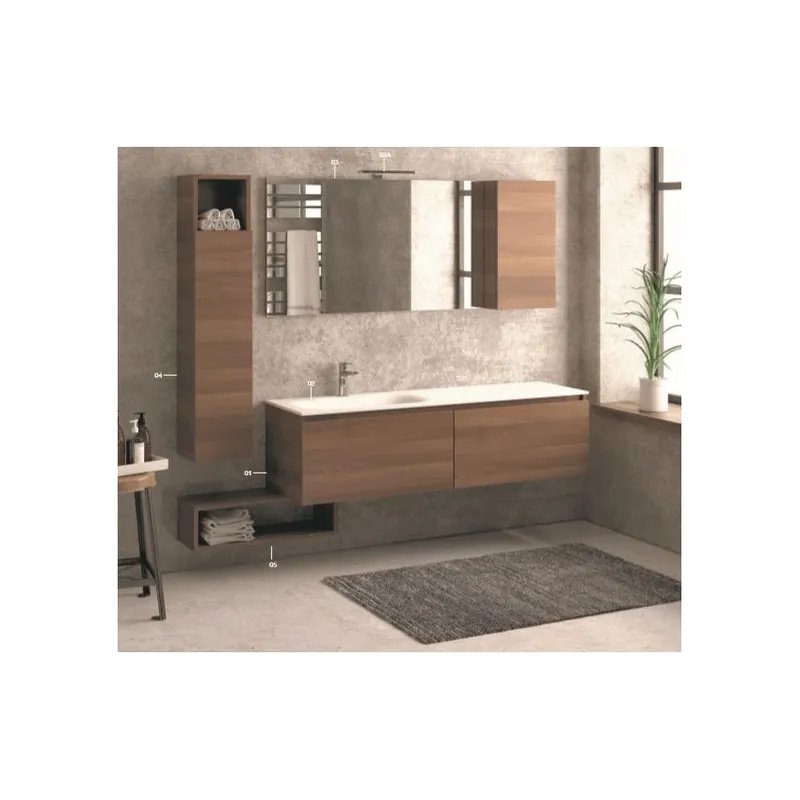 Promoție Mobilier SPACE 155 cm cu lavoar din marmura compozita Karag
