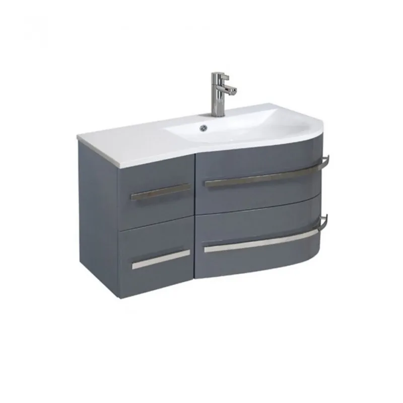 Mobilier baie suspendat Oristo Opal de dreapta 90 cm, gri lucios Disponibil imediat