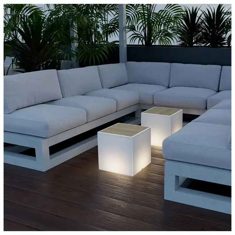 Masa cu lumina Bora - New Garden cu parte superioara imitatie de lemn sau marmura Nu rata