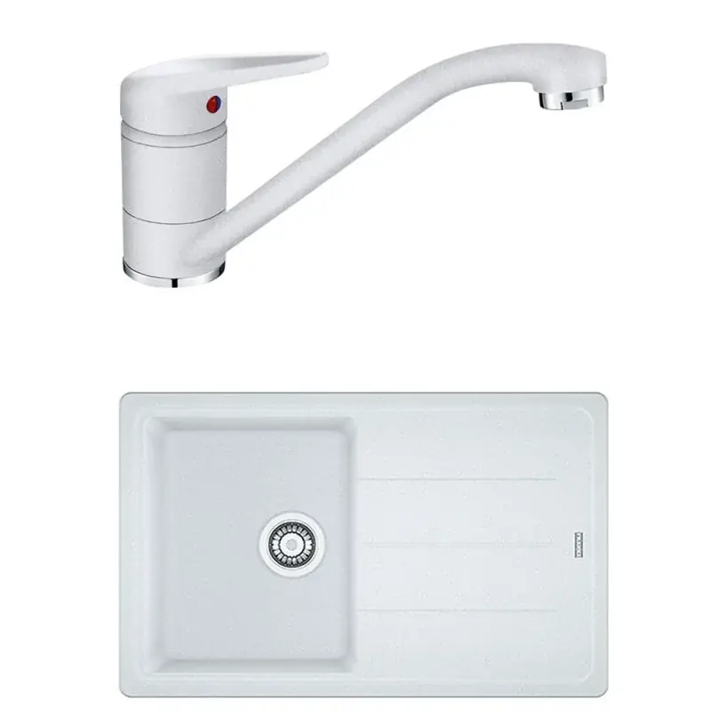 Preț redus PACHET CHIUVETA FRAGRANITE FRANKE BFG 611-78 + BATERIE NOVARA PLUS, CARTUS CERAMIC, ALB