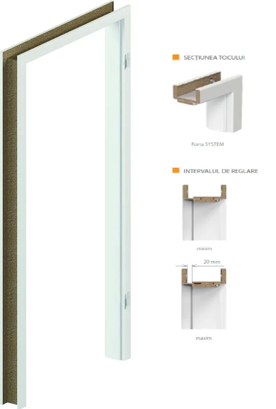 TOC REGLABIL PORTA SYSTEM, LEMN, 160-180MM, PORTADECOR ALB, STANGA 80 Preț redus