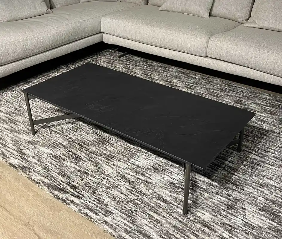 Vezi acum MASA CAFEA BRIDGE; 60X120X28 CM; TOP HPL PIETRA NERA + PICIOARE MANGANESE