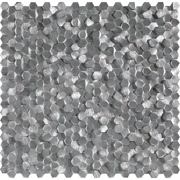 Ofertă de sezon MOZAIC, PORCELANOSA GRUPO, GRAVITY ALUMINIUM 3D HEXAGON METAL 30.7X30.1 cm, argintiu