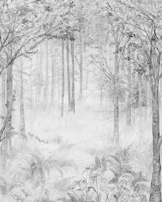 Cel mai bun preț Panel Grandeco MURAL YOUNG EDITION – fototapet 1,59 x 2,8 m padure alb negru ML2802