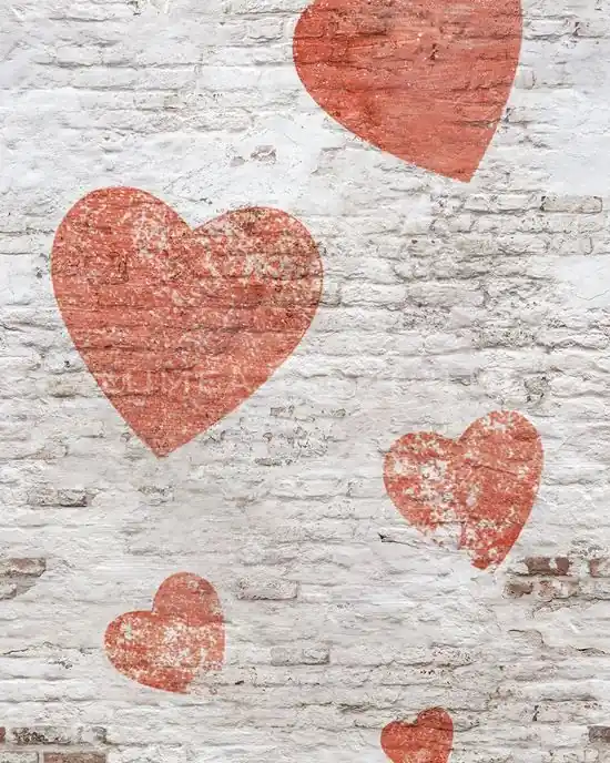 Preț promoțional Panel Grandeco MURAL YOUNG EDITION – fototapet 1,59 x 2,8 m caramida si inimi ML2301