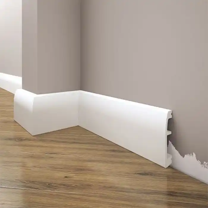 Promoție Plinta parchet alba polimer dur 244 x 6.9 x 1.4 cm Cezar LPC06