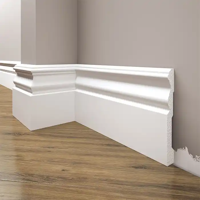 Plinta parchet alba polimer dur 244 x 12.2 x 1.5 cm Cezar LPC09 Reducere