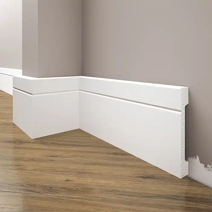 Plinta parchet alba polimer dur 244 x 11 x 1.6 cm Cezar LPC20 Reducere