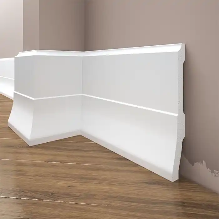 Nu rata Plinta parchet alba polimer dur 244 x 16 x 2.5 cm Cezar LPC35