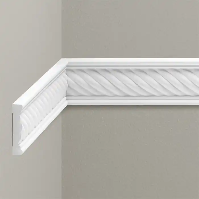 Profil decorativ tip brau poliuretan dur alb 1.5 x 7.5 x 240 cm Cezar LNZ06 Cel mai bun preț