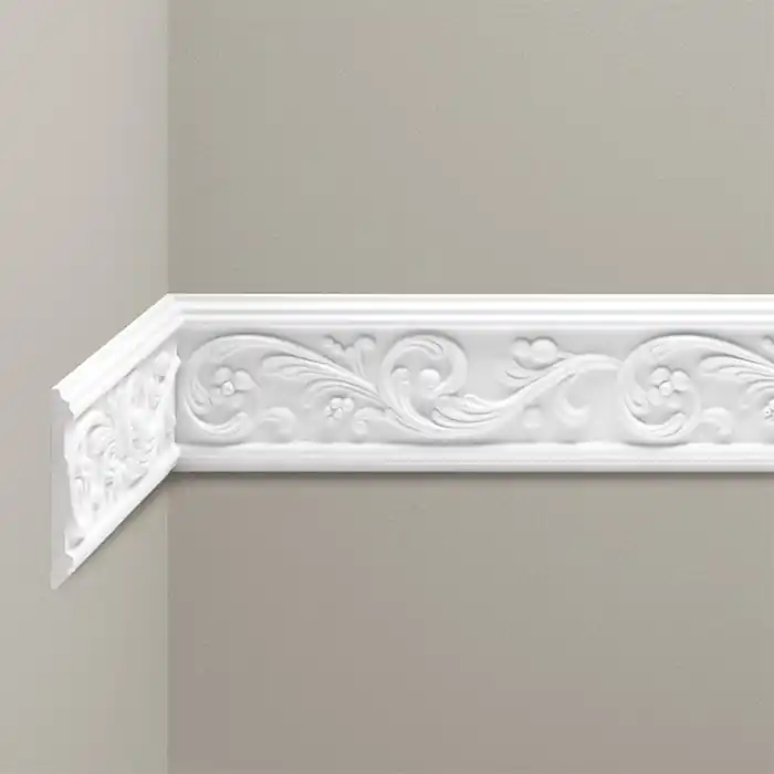 Profil decorativ tip brau poliuretan dur alb 1.6 x 12.7 x 240 cm Cezar LNZ02 Preț promoțional