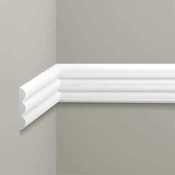 Plată securizată Profil decorativ tip brau poliuretan dur alb 1.3 x 7.6 x 240 cm Cezar LNG18