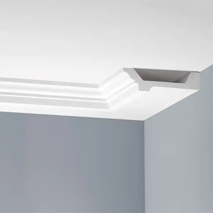 Cornisa decorativa poliuretan rigid 15.5 x 4.5 x 240 cm Cezar LGG26 Reducere specială