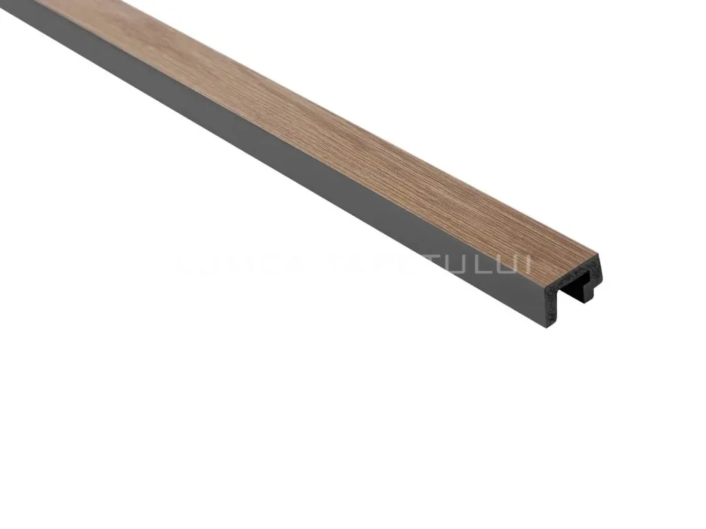 Reducere Terminatie stanga panou decorativ tip riflaj culoare stejar inchis din duropolimer 200 x 3.1 x 2 cm Lamelli L0303LT