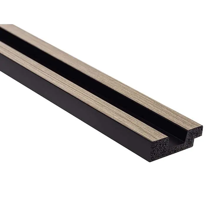 Ofertă exclusivă Terminatie stanga panou decorativ tip riflaj culoare stejar gri din duropolimer 270 x 3,6 x 1,2 cm Lamelli L0103L