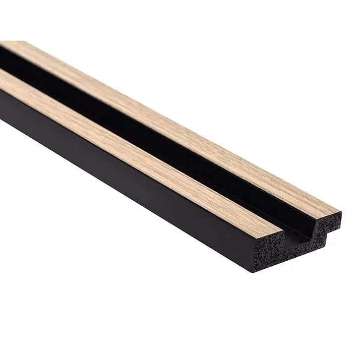 Terminatie stanga panou decorativ tip riflaj culoare stejar deschis din duropolimer 270 x 3,6 x 1,2 cm Lamelli L0102L Retur ușor