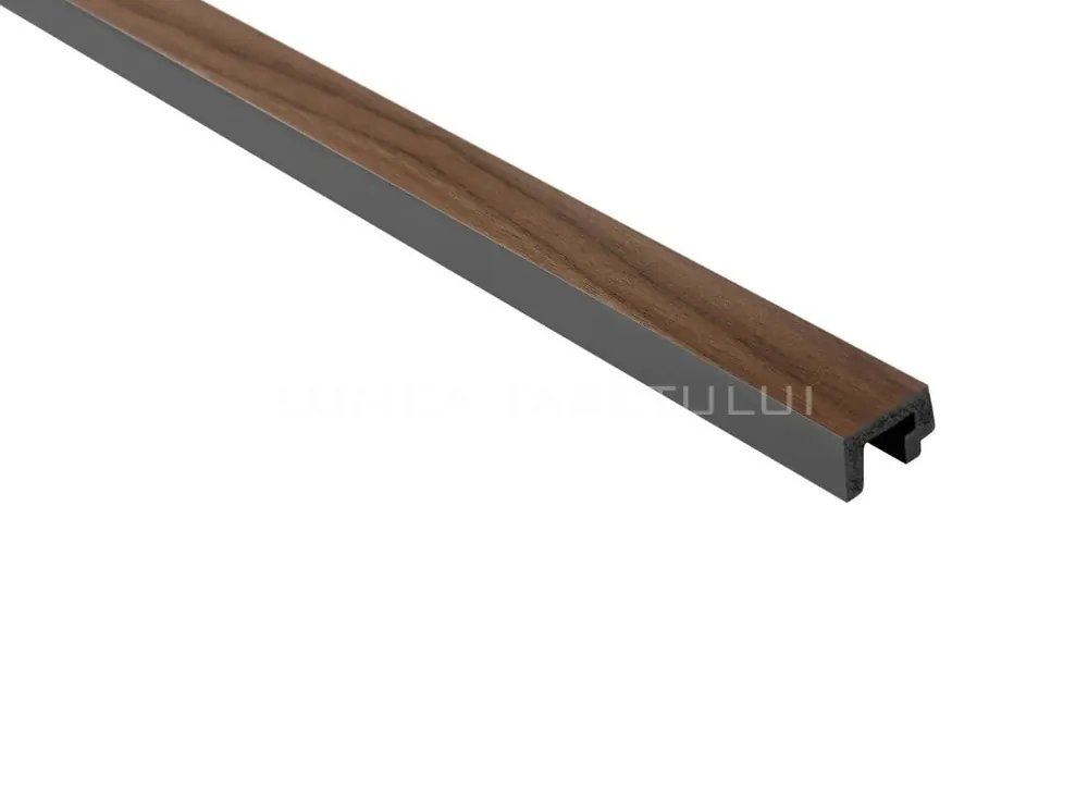 Terminatie stanga panou decorativ tip riflaj culoare stejar inchis din duropolimer 270 x 3,1 x 2 cm Lamelli L0304L Retur gratuit