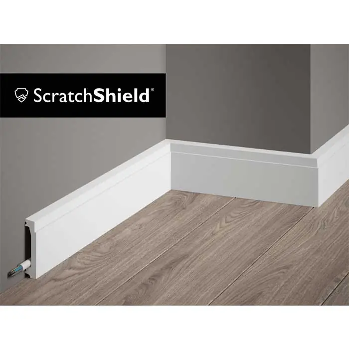 Reducere de preț Plinta parchet alba polimer dur 200 x 6 x 1,3 cm Mardom Decor MD027