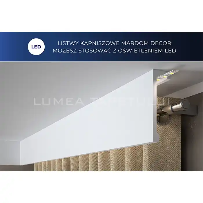 Retur gratuit Cornisa LED decorativa polimer dur 17,9 x 5,5 x 200 cm Mardom QL056T