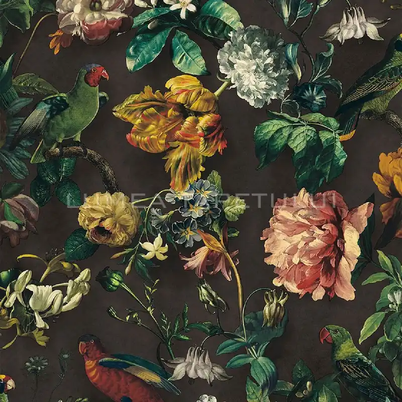 Tapet motive vegetatie, flori si pasari, negru Eijffinger Behang Museum 307300 Disponibil imediat