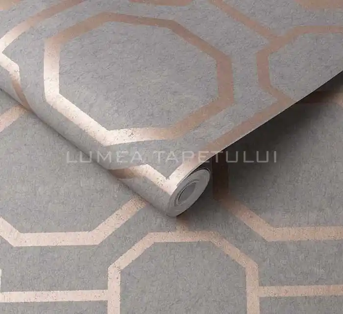 Tapet living model geometric culoare gri – cupru metalizat Eternal 105773 Vezi acum