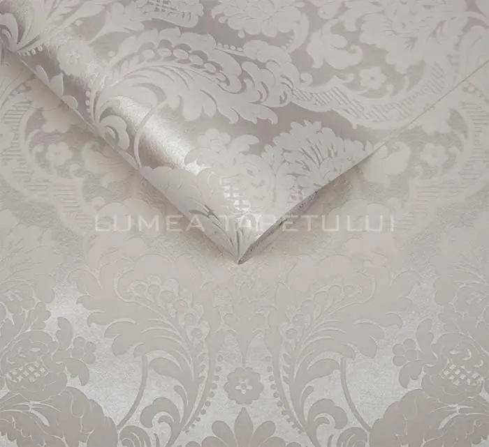 Tapet clasic model damasc cu catifea alba Eternal 104565 Reducere extra