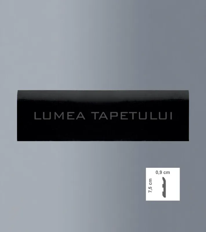 Retur ușor Plinta parchet neagra polimer dur 0,9 x 7,5 x 200 cm BOVELACCI PB75NR