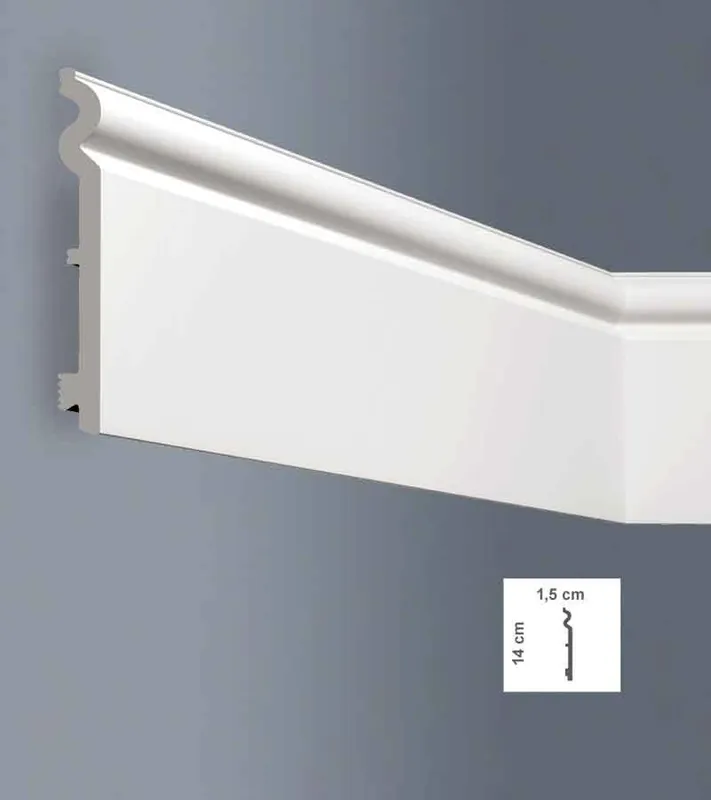 Plinta parchet alba polimer dur 1.5 x 14 x 200 cm BOVELACCI NF140 Ofertă specială