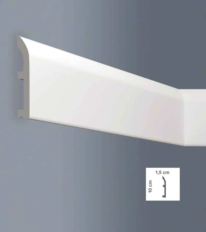 Ofertă limitată Plinta parchet alba polimer dur 1.5 x 10 x 200 cm BOVELACCI NF100