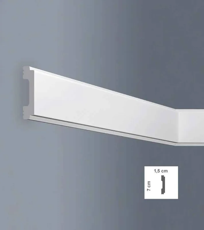 Lichidare de stoc Plinta parchet alba polimer dur 1.5 x 7 x 200 cm BOVELACCI NW70