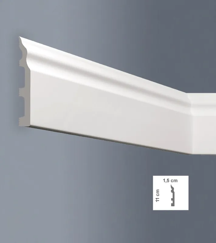 Plinta parchet alba polimer dur 1.4 x 11 x 200 cm BOVELACCI NF108 Plată securizată